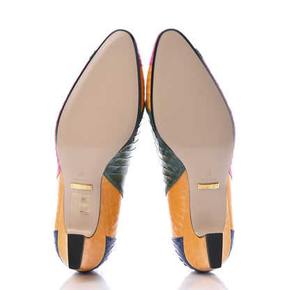 Gucci Snakeskin Crystal Double G Pumps 37 Multicolor 5 of 9