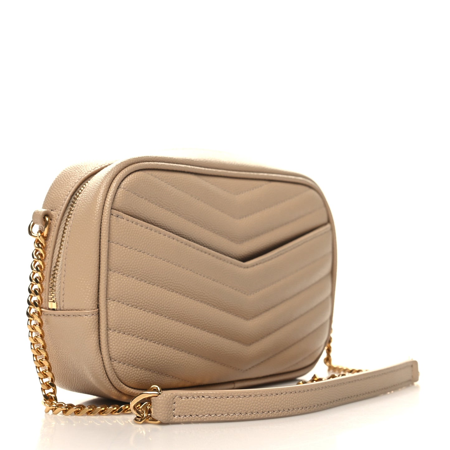 Grain De Poudre Matelasse Monogram Mini Lou Camera Bag Dark Beige