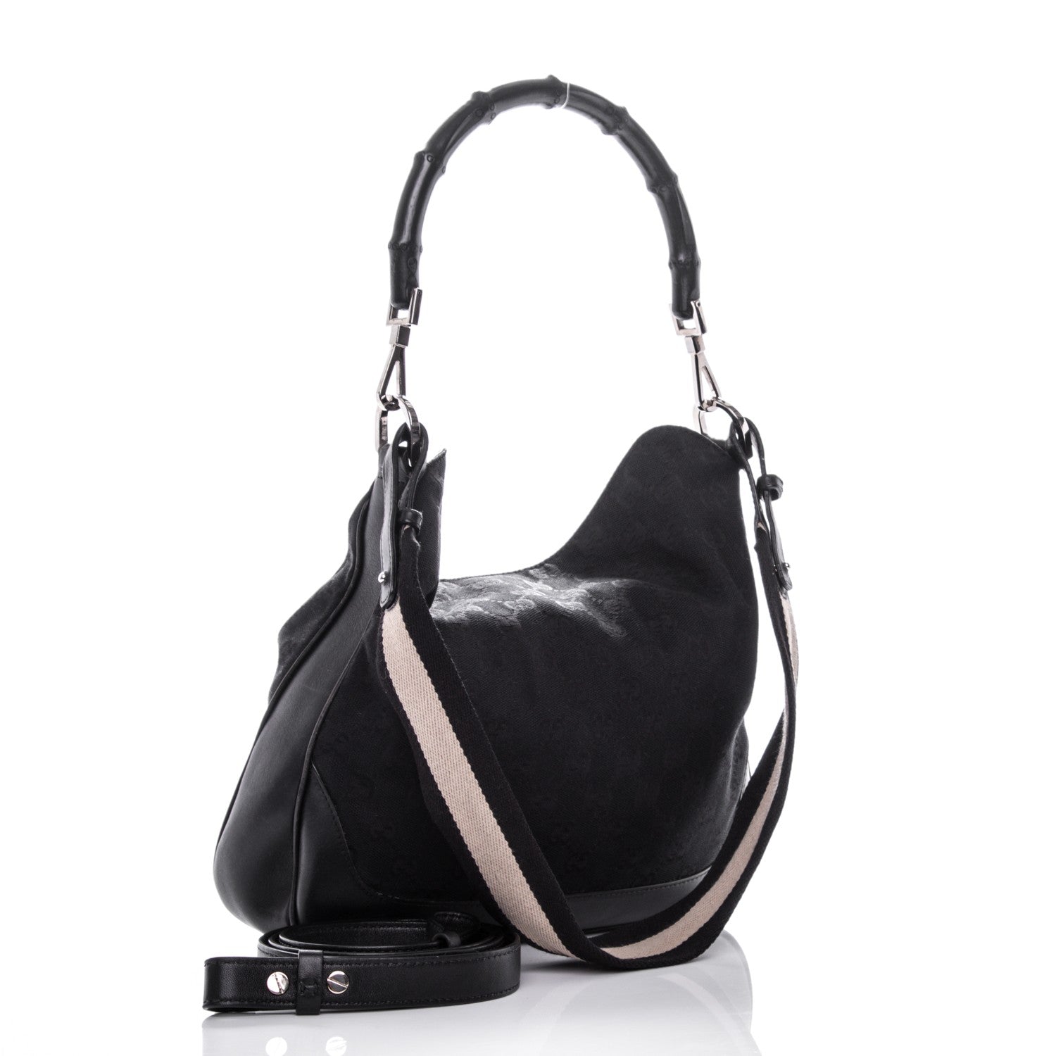 Gucci Monogram Bamboo Top Handle Bag Black 3 of 7
