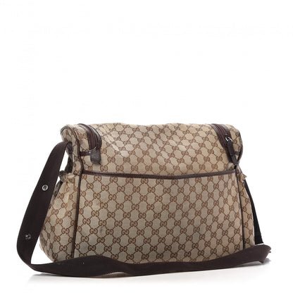 Gucci Monogram Natural Pigskin Large Diaper Bag Beige Ebony Cocoa Dark Chocolate 3 of 14