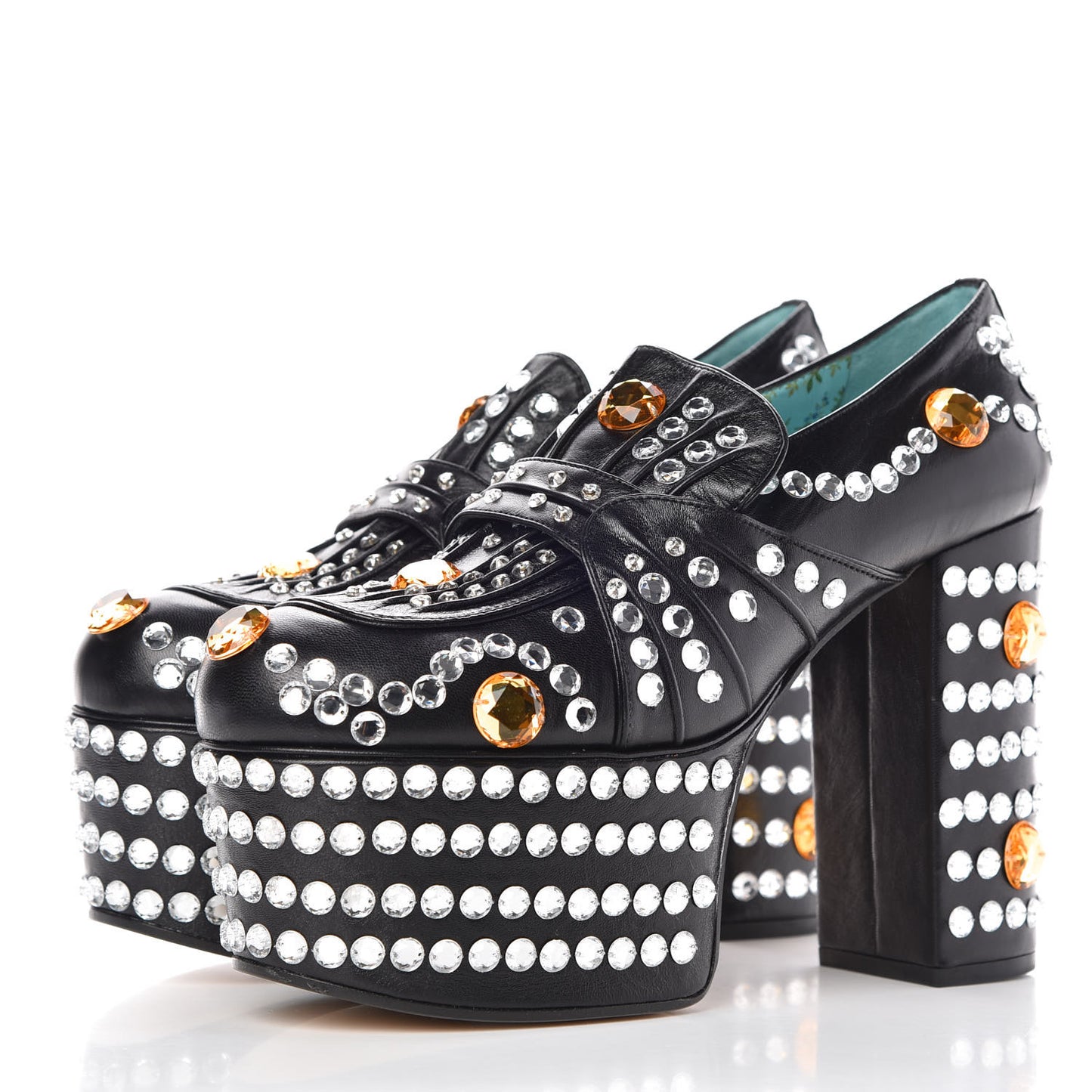 Malaga Kid Crystal Amilna Platform Loafer 38 Black