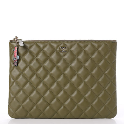 Chanel Lambskin Quilted Medium Cuba Cosmetic Case Khaki 1 of 10