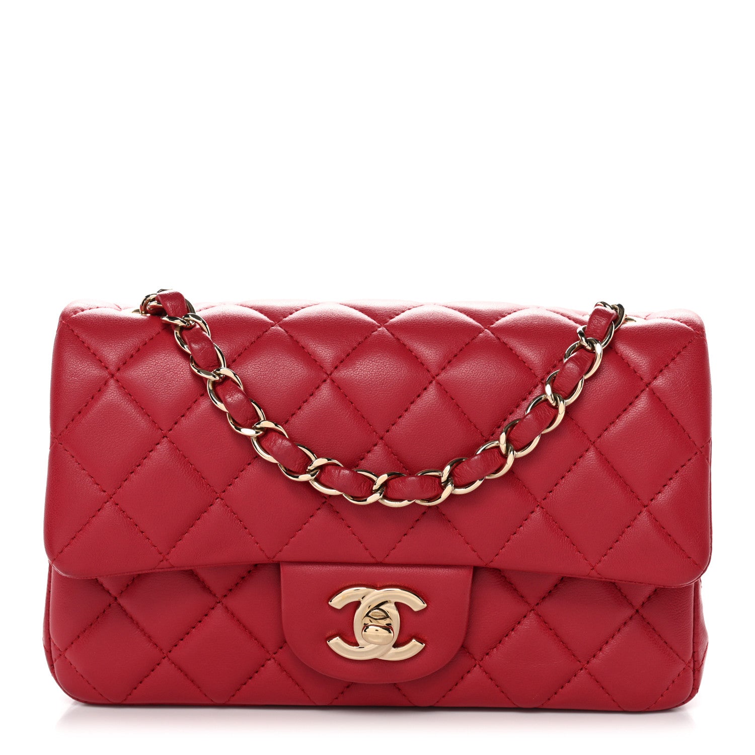 Chanel Lambskin Quilted Mini Rectangular Flap Dark Pink 1 of 11