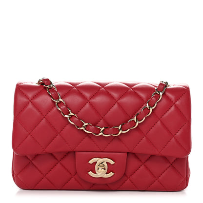 Chanel Lambskin Quilted Mini Rectangular Flap Dark Pink 1 of 11