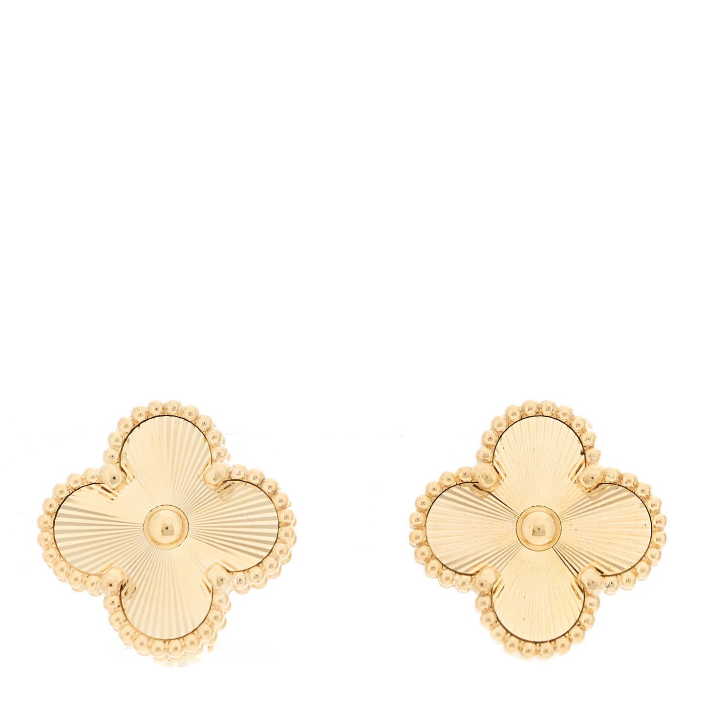 18K Yellow Gold Guilloche Vintage Alhambra Earrings