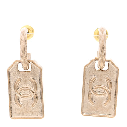 Chanel CC Tag Drop Earrings Gold 2 of 10