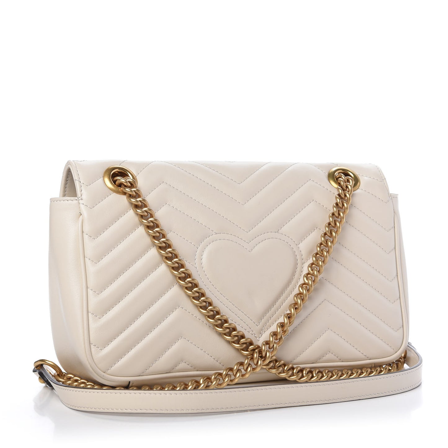 Calfskin Matelasse Small GG Marmont Shoulder Bag White