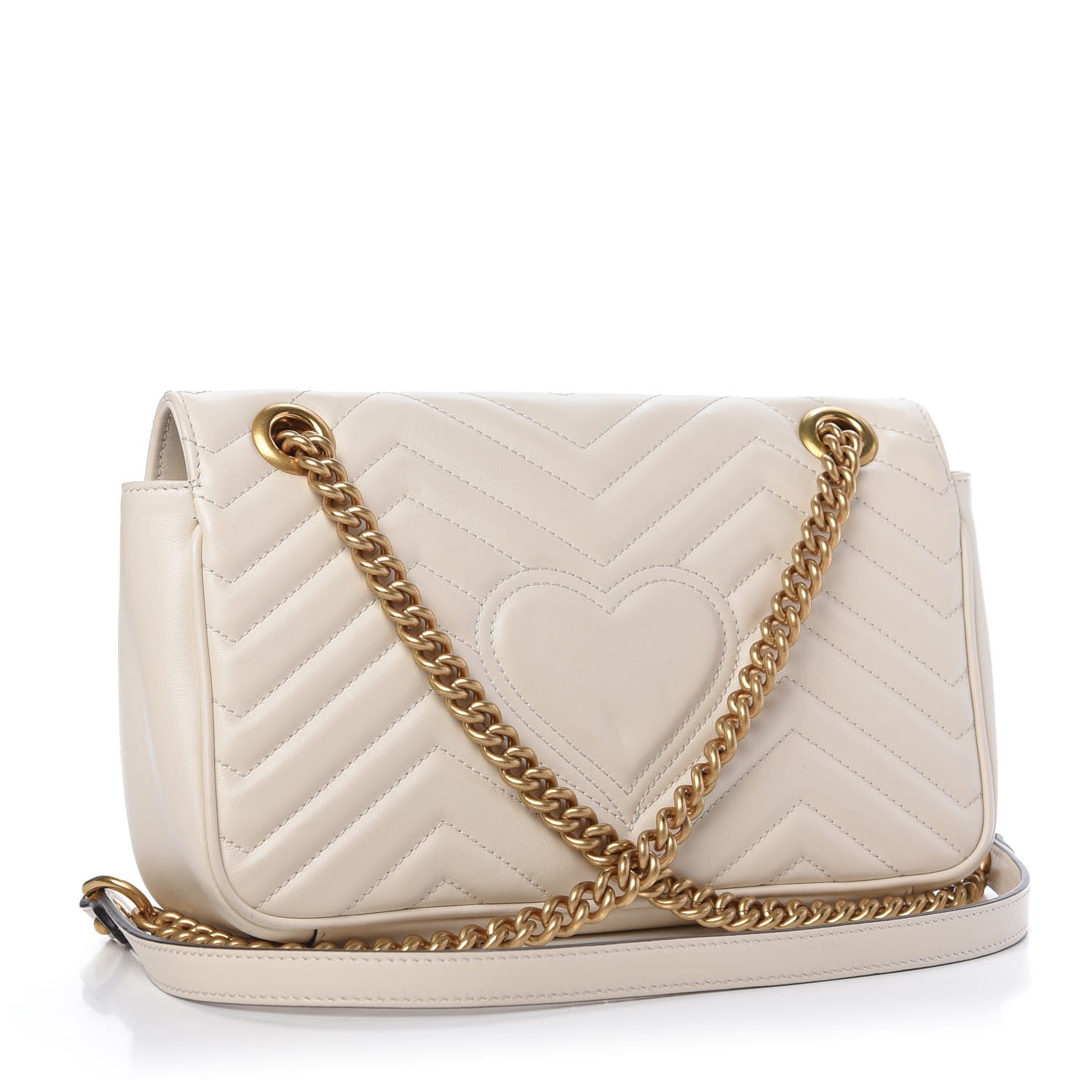 Gucci Calfskin Matelasse Small GG Marmont Shoulder Bag White 3 of 9