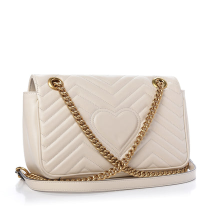 Gucci Calfskin Matelasse Small GG Marmont Shoulder Bag White 3 of 9