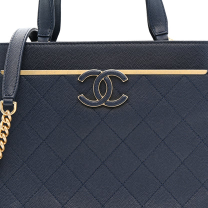 Chanel Grained Calfskin Stitched Small Lady Coco Top Handle Tote Navy 8 of 11