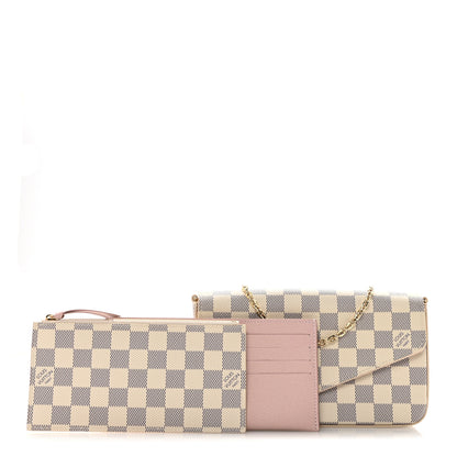 Louis Vuitton Damier Azur Pochette Felicie Chain Wallet Rose Ballerine 3 of 10