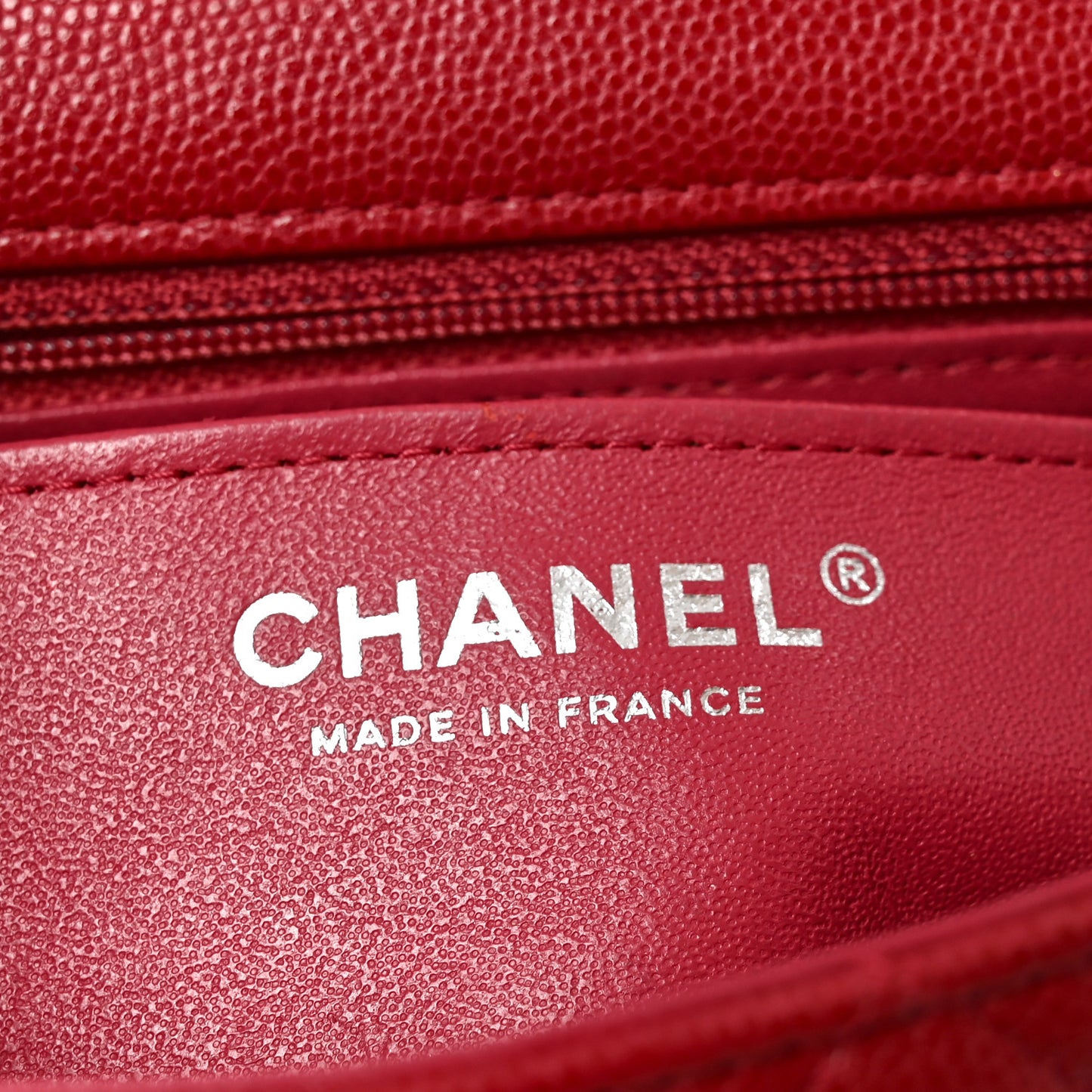 Caviar Quilted Mini Rectangular Flap Red