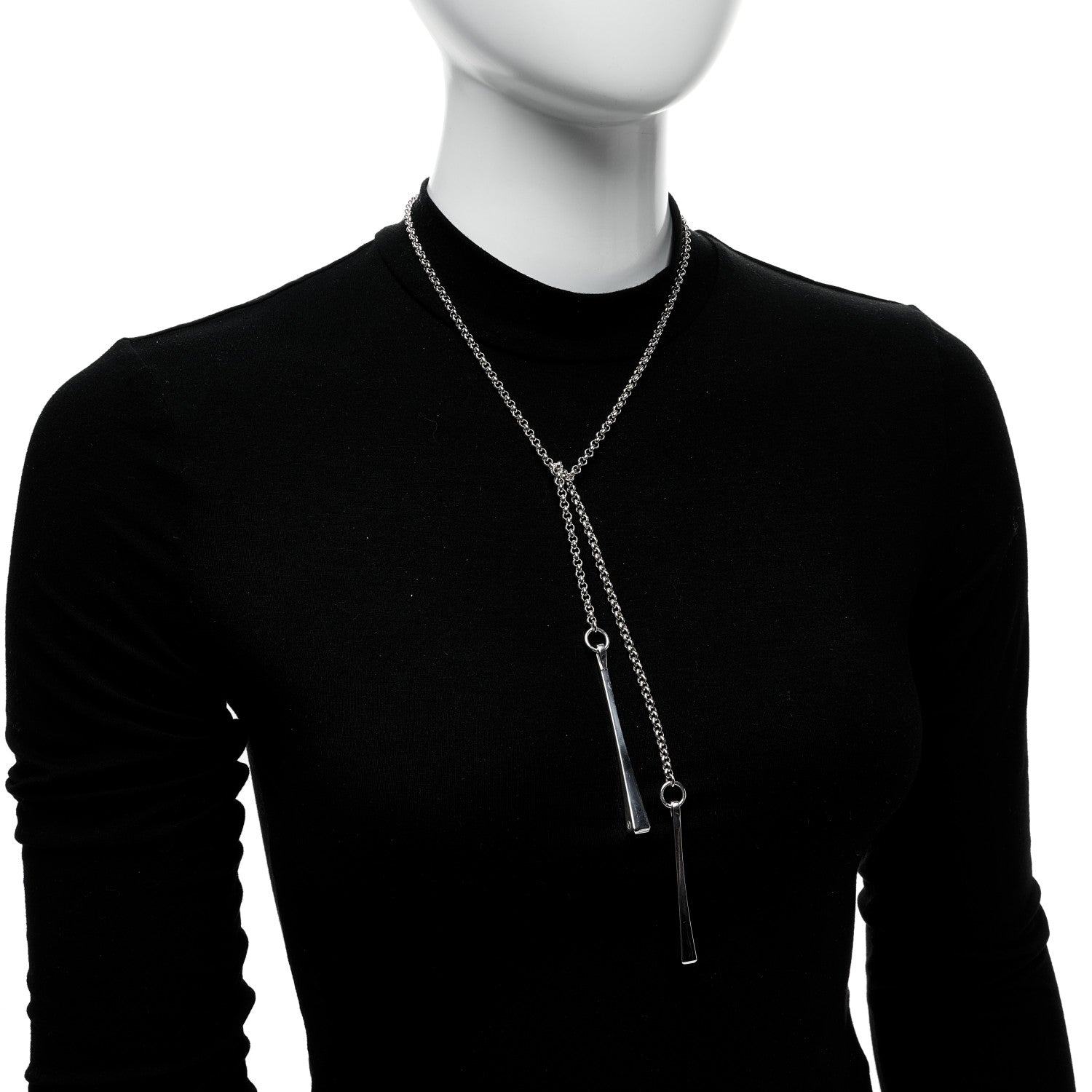 Hermes Sterling Silver Clou de Forge Lariat Necklace 2 of 5