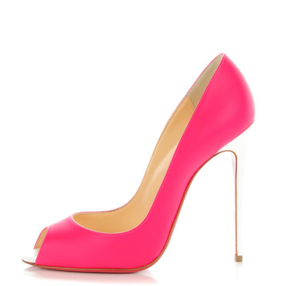Christian Louboutin Jazz Calf Youpi 120 Pumps 38.5 Fuchsia White 1 of 8