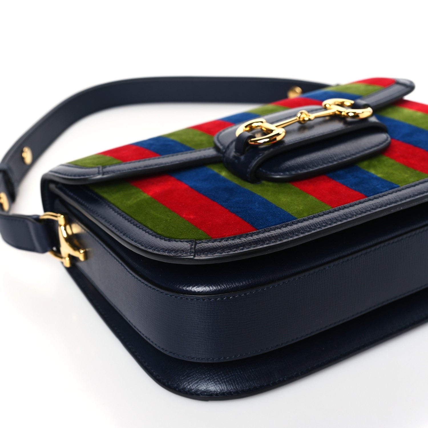 Gucci Velvet Azalea Calfskin Baiadera Stripe Horsebit 1955 Shoulder Bag Multicolor 8 of 9