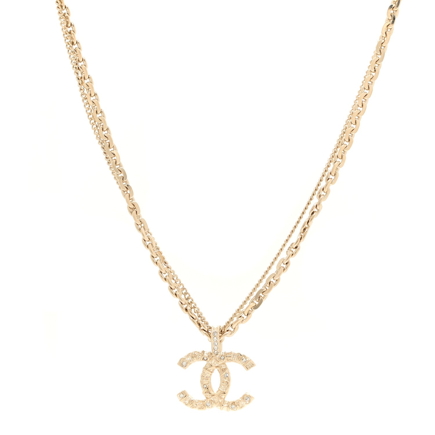 Chanel Crystal CC Multi Strand Chain Necklace Gold 1 of 5