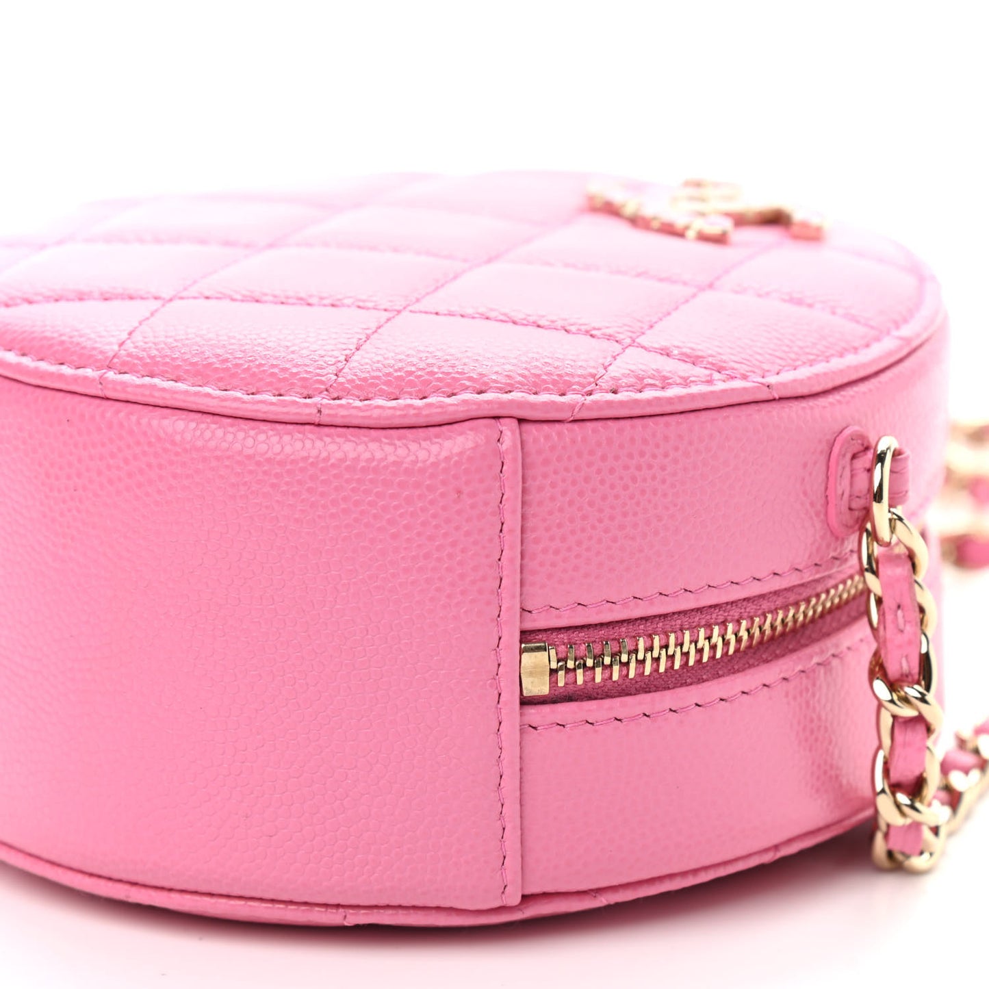 Caviar Quilted Gripoix CC Round Clutch With Chain Pink