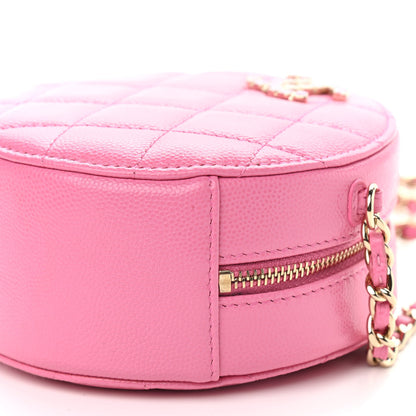 Chanel Caviar Quilted Gripoix CC Round Clutch With Chain Pink 9 of 9
