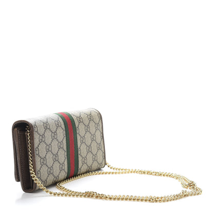 Gucci GG Supreme Monogram Web Ophidia Wallet On Chain Brown 3 of 14