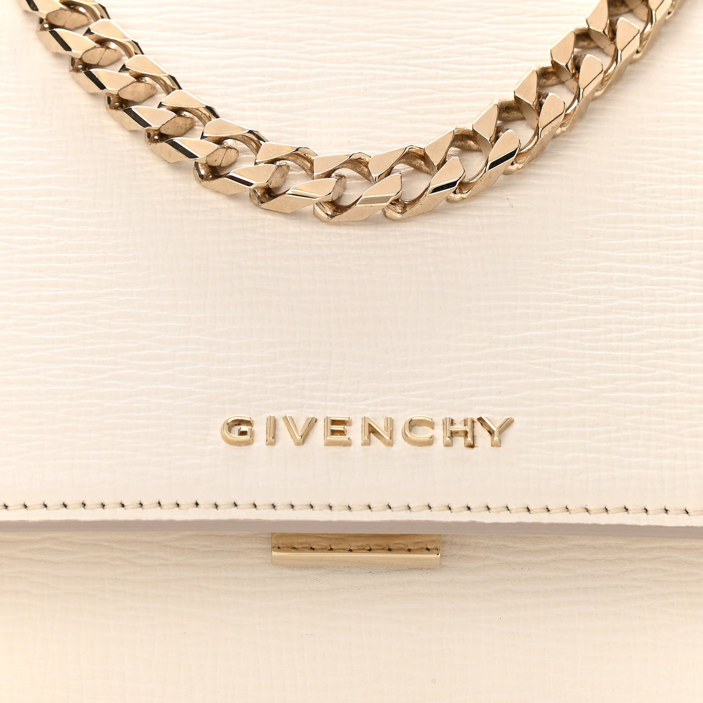 Textured Calfskin Mini Pandora Box Chain Crossbody Bag White