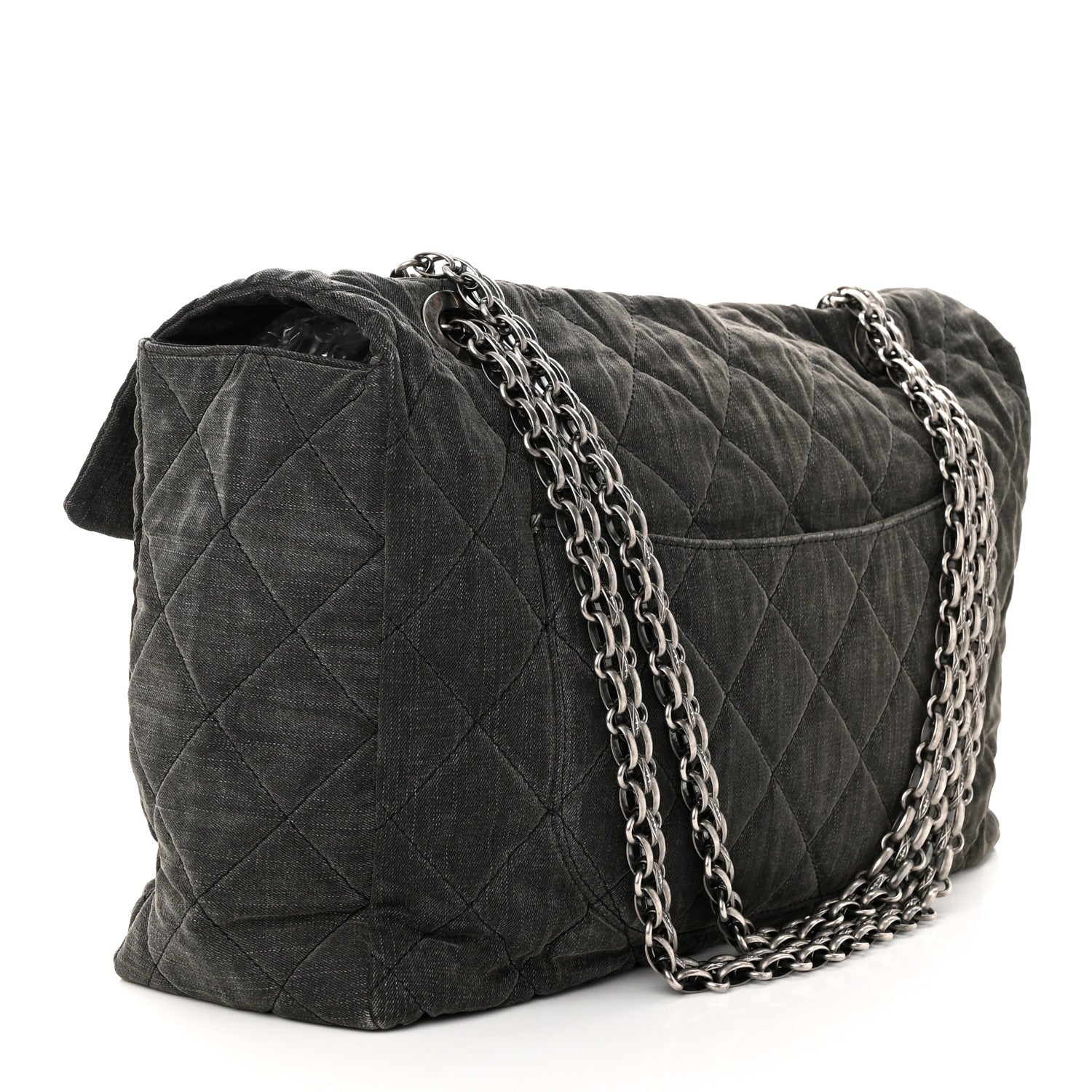 Chanel Denim Quilted XXL Reissue Flap Grey 3 of 12