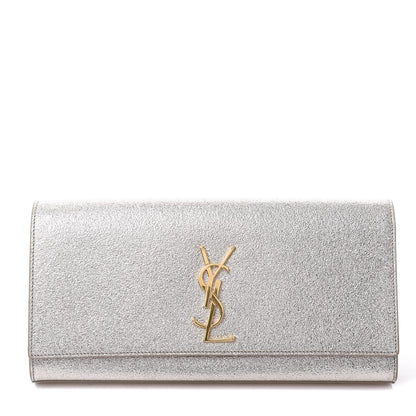 Saint Laurent Textured Metallic Calfskin Classic Monogram Cassandre Clutch Silver 1 of 11