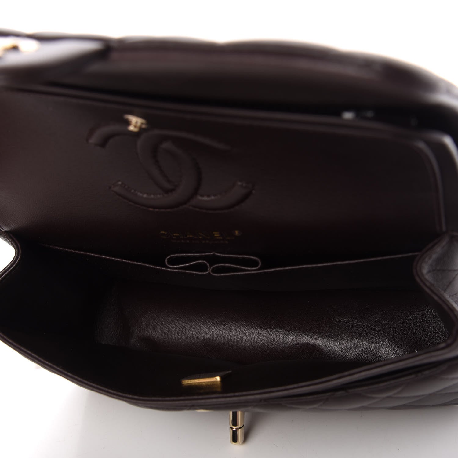 Chanel Lambskin Quilted Small Double Flap Dark Brown 5 of 11