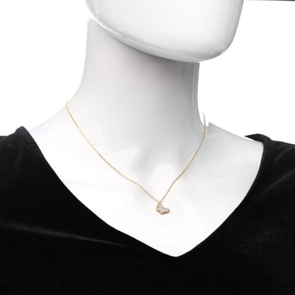 Van Cleef & Arpels 18K Yellow Gold Mother of Pearl Sweet Alhambra Butterfly Pendant Necklace 2 of 6