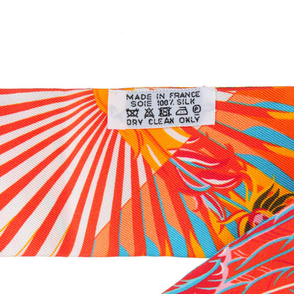 Hermes Silk Mythiques Phoenix Coloriages Twilly Blanc Orange Bleu 3 of 5