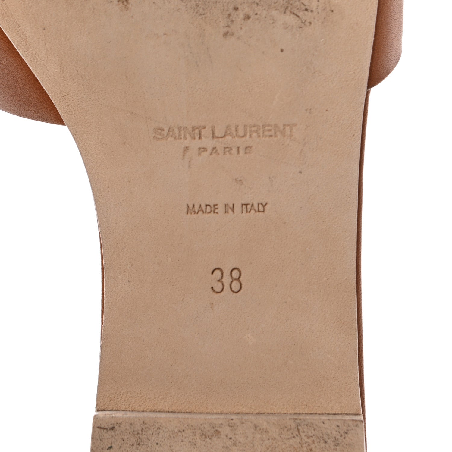 Saint Laurent Calfskin Tribute 05 Slide Sandals 38 Amber 6 of 8