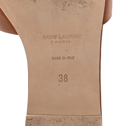 Saint Laurent Calfskin Tribute 05 Slide Sandals 38 Amber 6 of 8