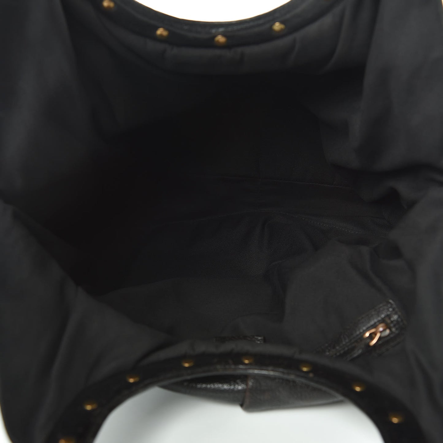 Calfskin Studded Large Bamboo Handle Tote Black