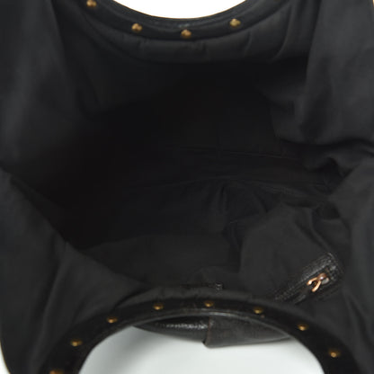 Gucci Calfskin Studded Large Bamboo Handle Tote Black 5 of 13