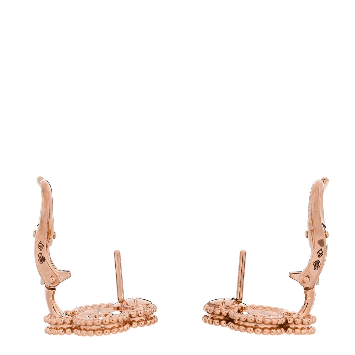 Van Cleef & Arpels 18K Rose Gold Diamond Vintage Alhambra Earrings 3 of 5