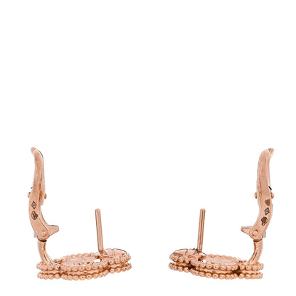 Van Cleef & Arpels 18K Rose Gold Diamond Vintage Alhambra Earrings 3 of 5