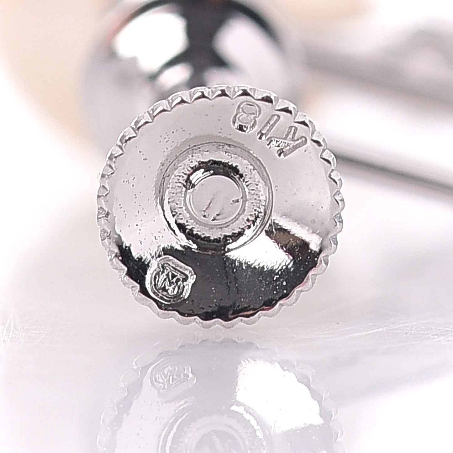 18K White Gold Diamond Akoya Pearl 7mm Screw Back Earrings