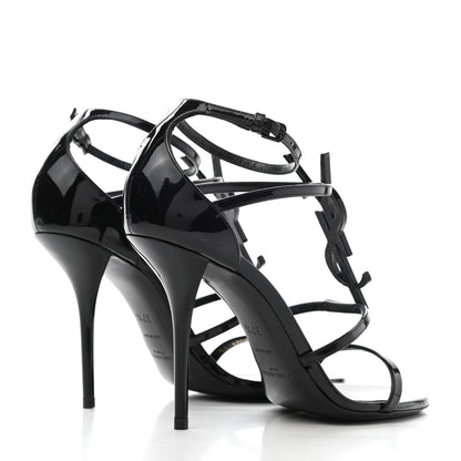Saint Laurent Patent Calfskin Cassandra 110 Sandals 37.5 Black 4 of 7