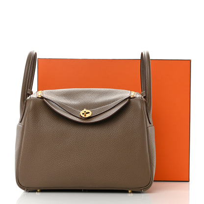 Hermes Taurillon Clemence Lindy 30 Etoupe 17 of 17