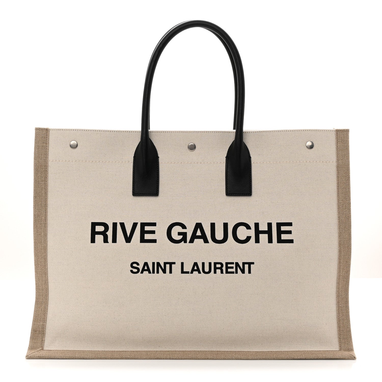 Saint Laurent Linen Calfskin Rive Gauche Tote Optic White 1 of 10