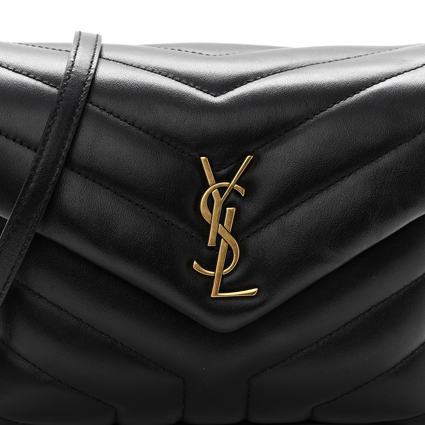 Calfskin Y Quilted Monogram Toy Loulou Crossbody Bag Black