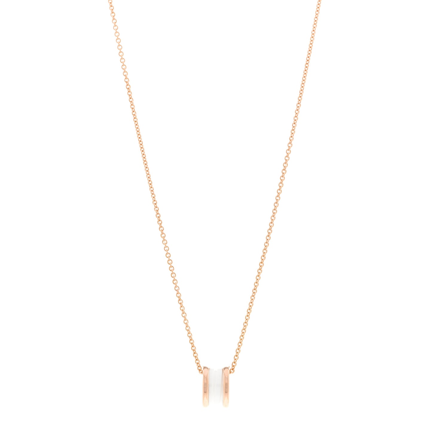 18K Rose Gold White Ceramic B.Zero1 Pendant Necklace
