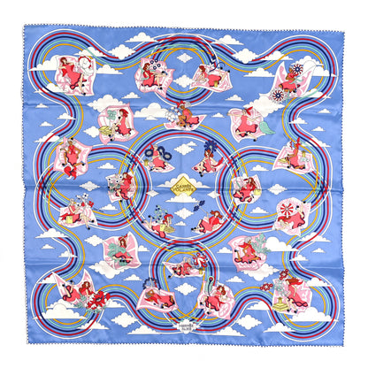 Hermes Silk Carres Volants Scarf 70 Bleu Myosotis White 1 of 5