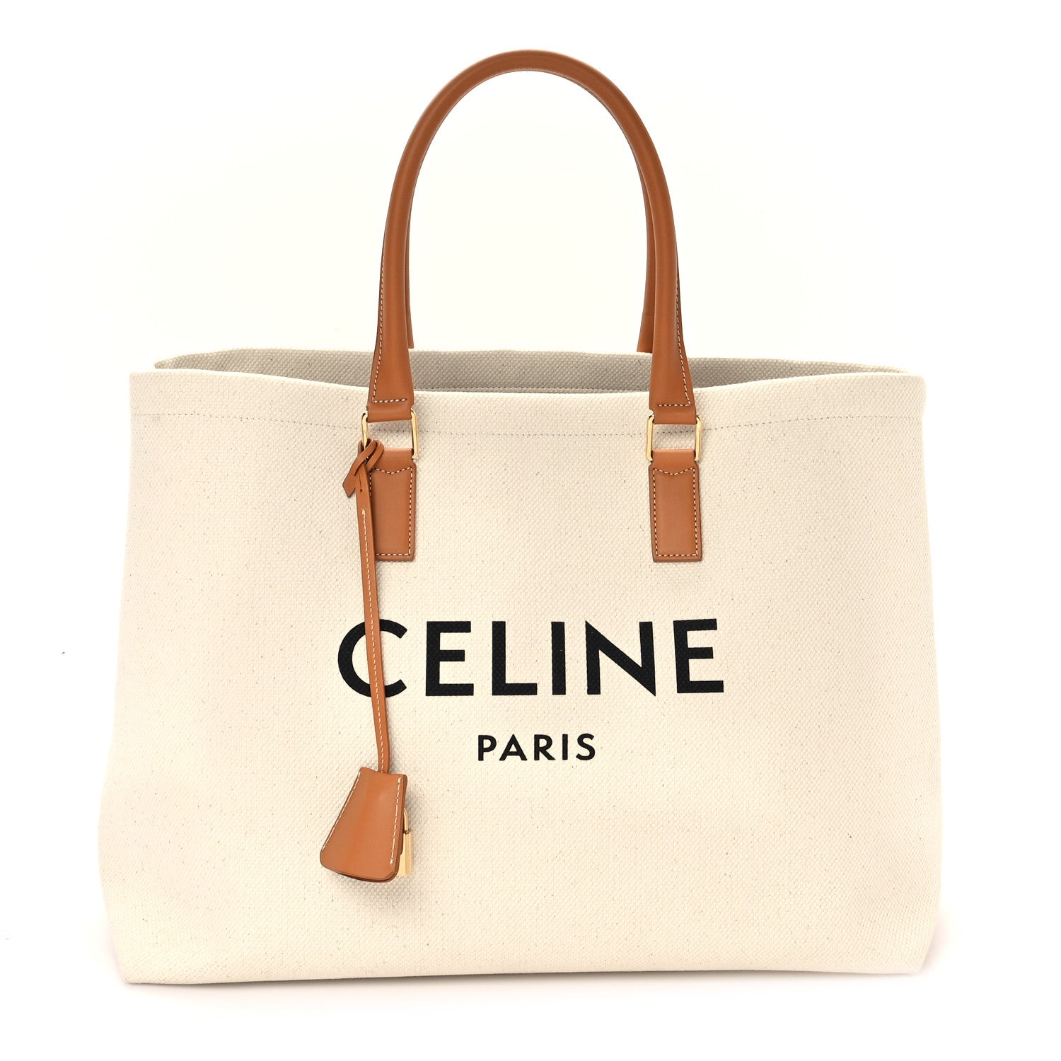 Celine Canvas Calfskin Horizontal Cabas Natural Tan 1 of 10