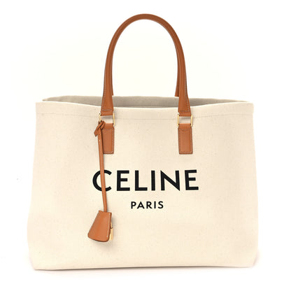 Celine Canvas Calfskin Horizontal Cabas Natural Tan 1 of 10