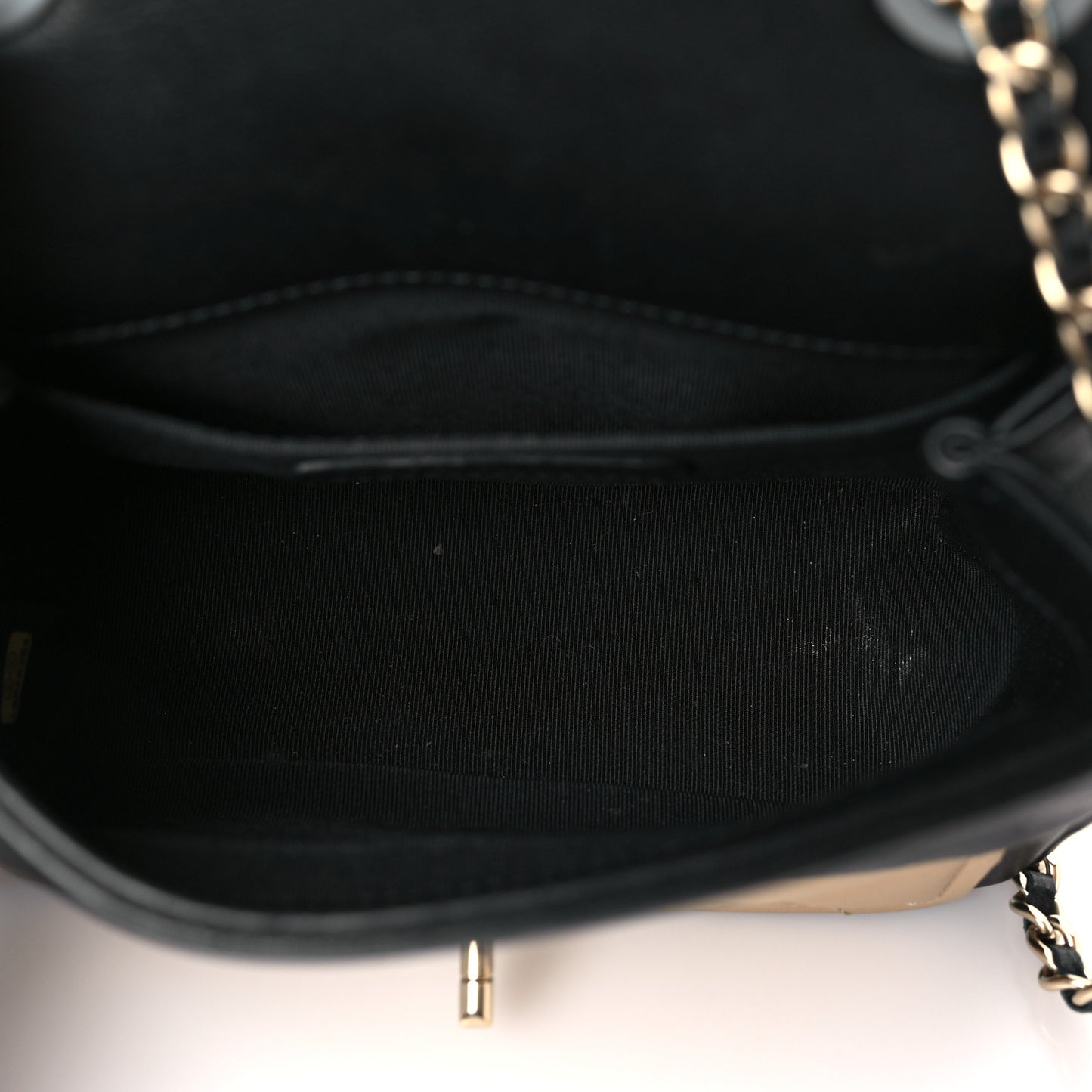 Lambskin Quilted Graphic Mini Flap Bag Beige Black