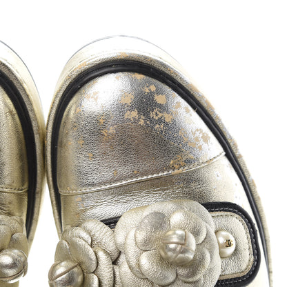 Chanel Metallic Lambskin Camellia High Top Sneakers 39 Gold 13 of 13