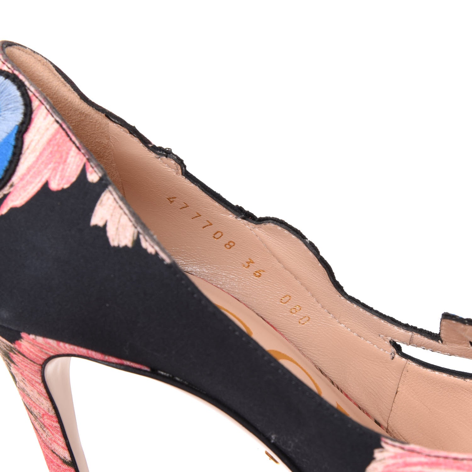 Gucci Canvas Flora Print Ophelia High Heel Pumps 36 Black Pink 8 of 8