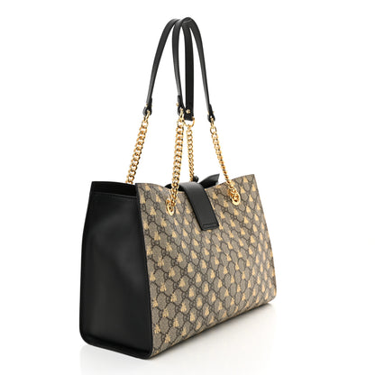 Gucci GG Supreme Monogram Bees Medium Padlock Tote Beige Oro Black 3 of 10