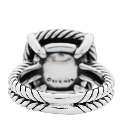 David Yurman Sterling Silver Diamond Hampton Blue Topaz 14mm Chatelaine Pave Bezel Ring 57 8 4 of 6
