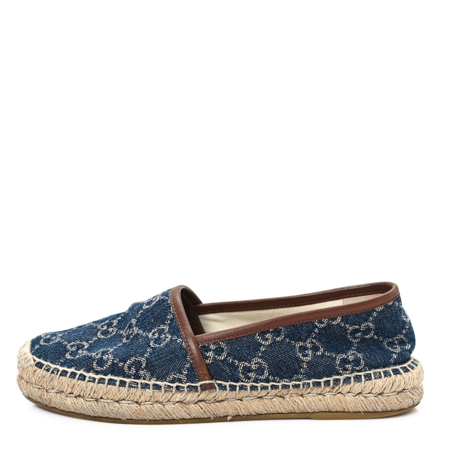 Denim GG Monogram Espadrilles 36 Blue Tea Cuir